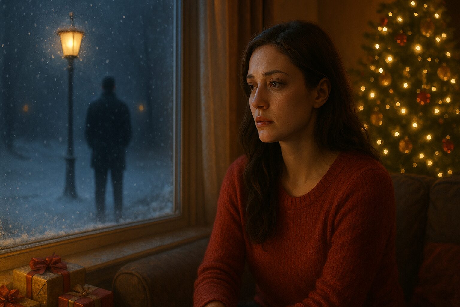 クリスマスで愛しい人を待っている図