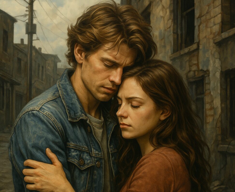 二人で助け合いながら懸命に生きていく事を描いた絵