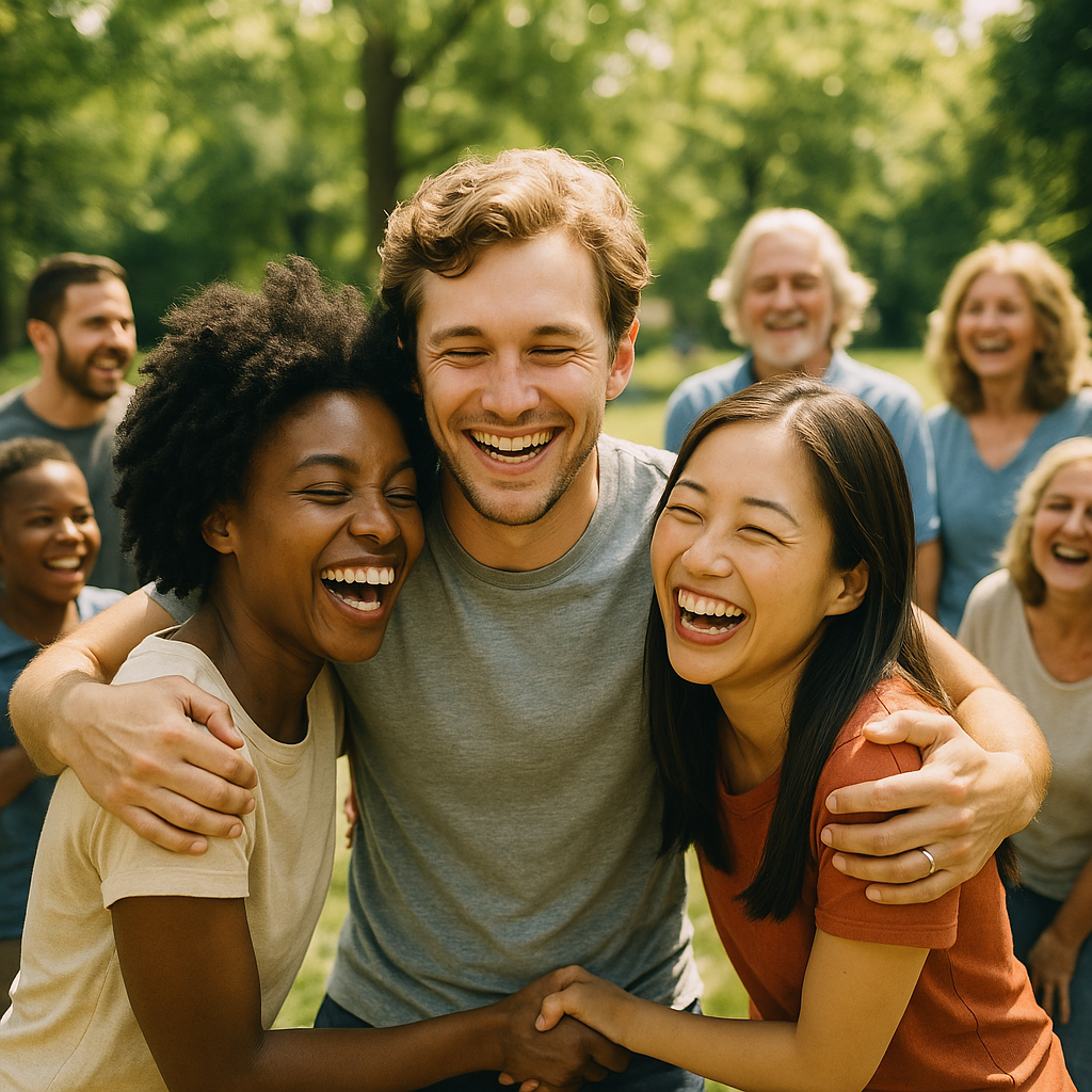 人々が平和に過ごしている画像