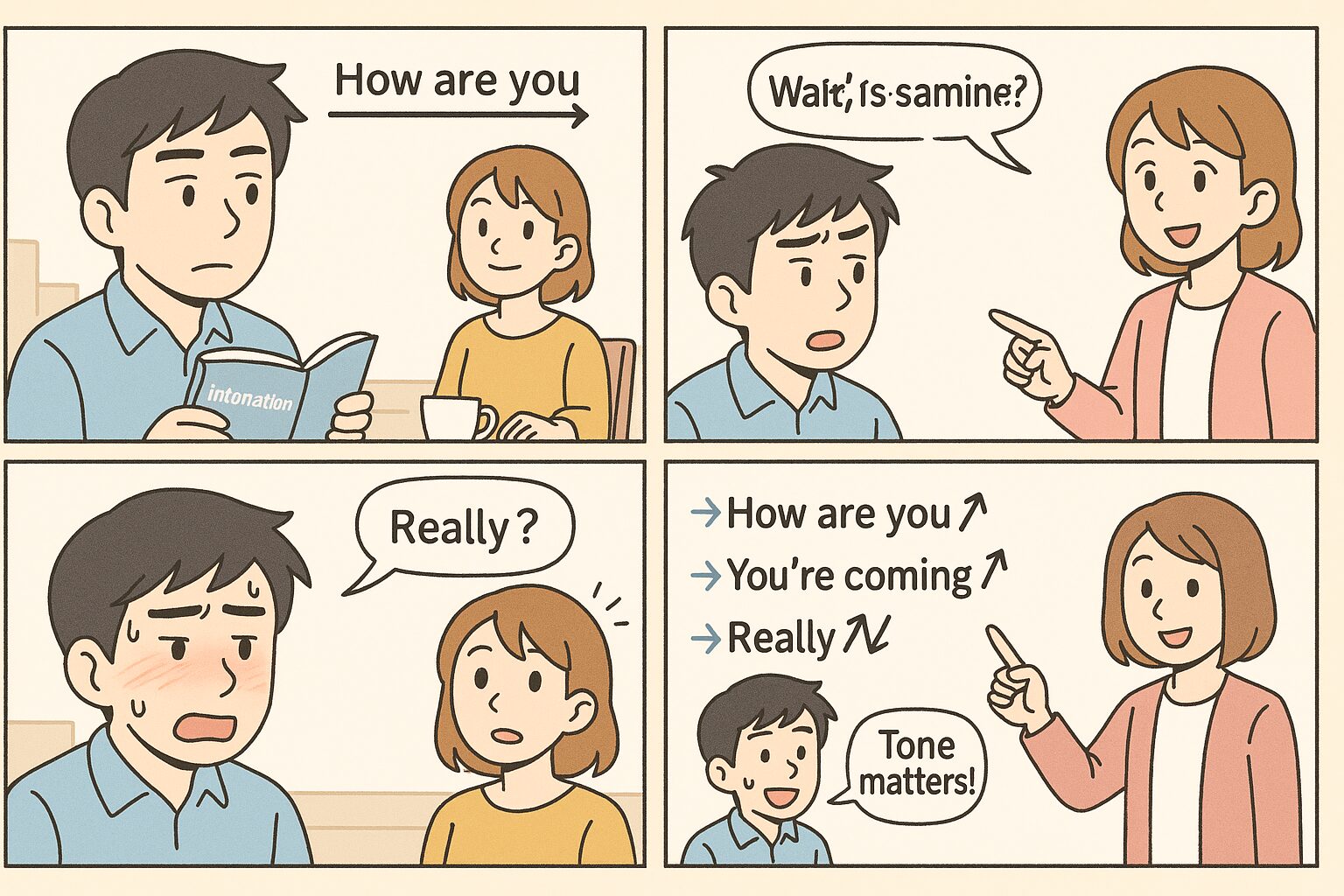 間違いで恥をかいている日本人の漫画絵