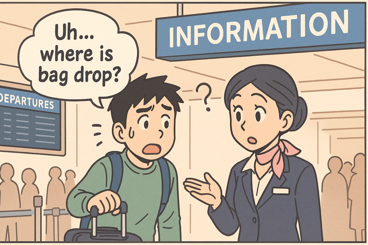 港であまり分からないで話している図