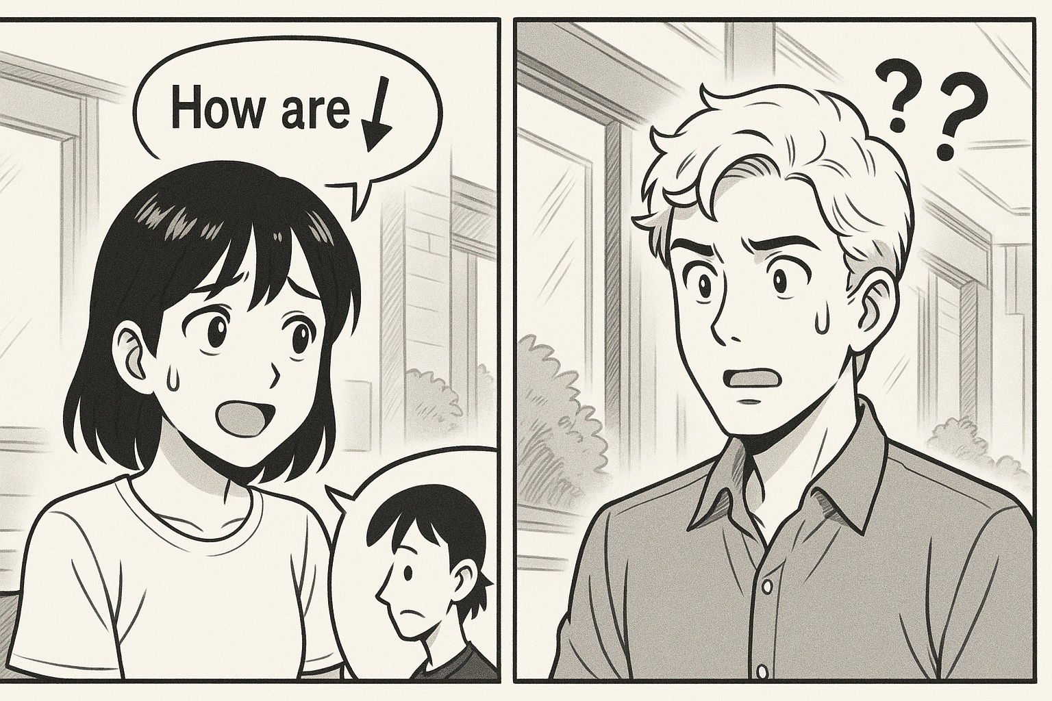 ントネーションで英会話が気まずくなった漫画絵