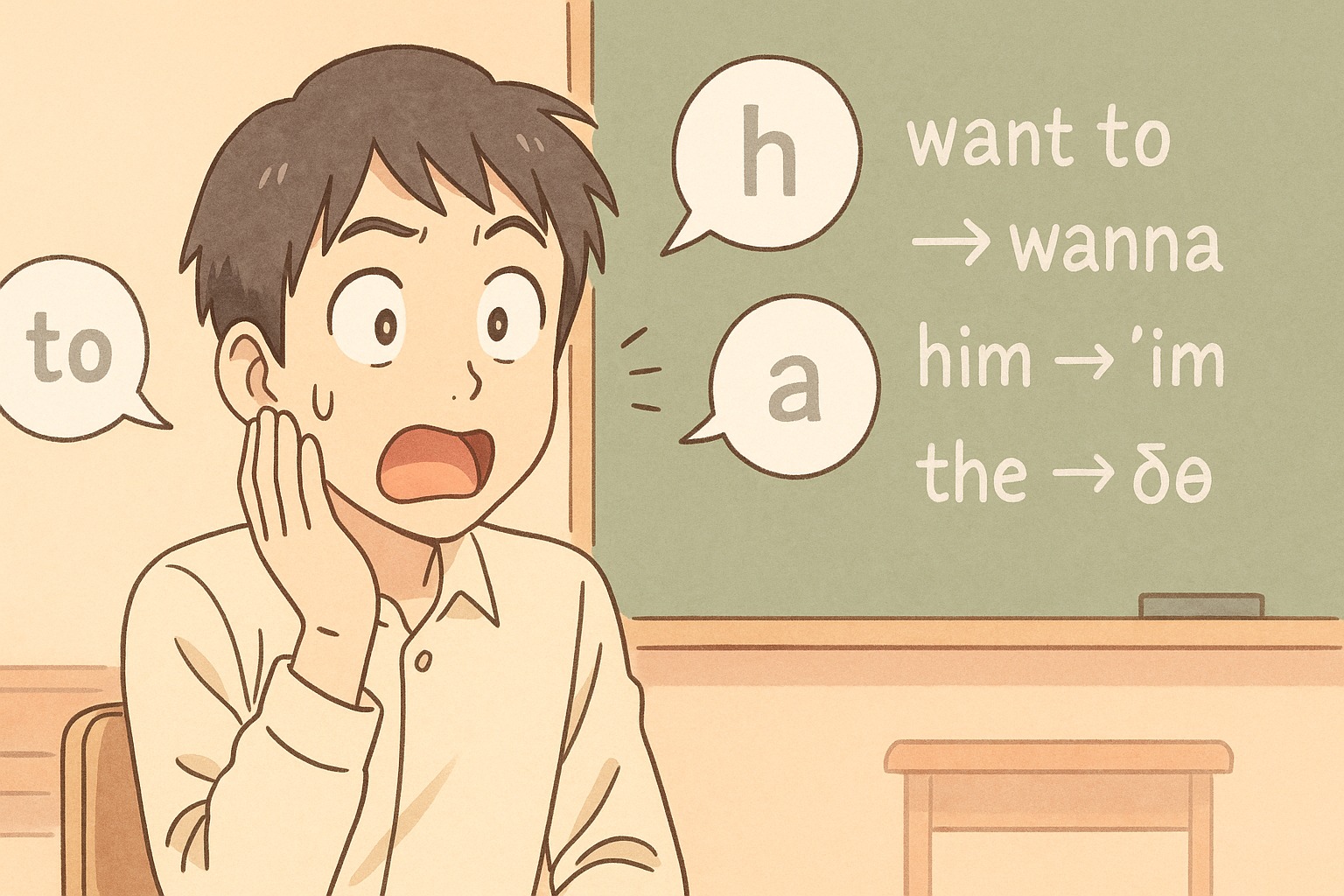 リダクションが分からず戸惑っている日本人の絵