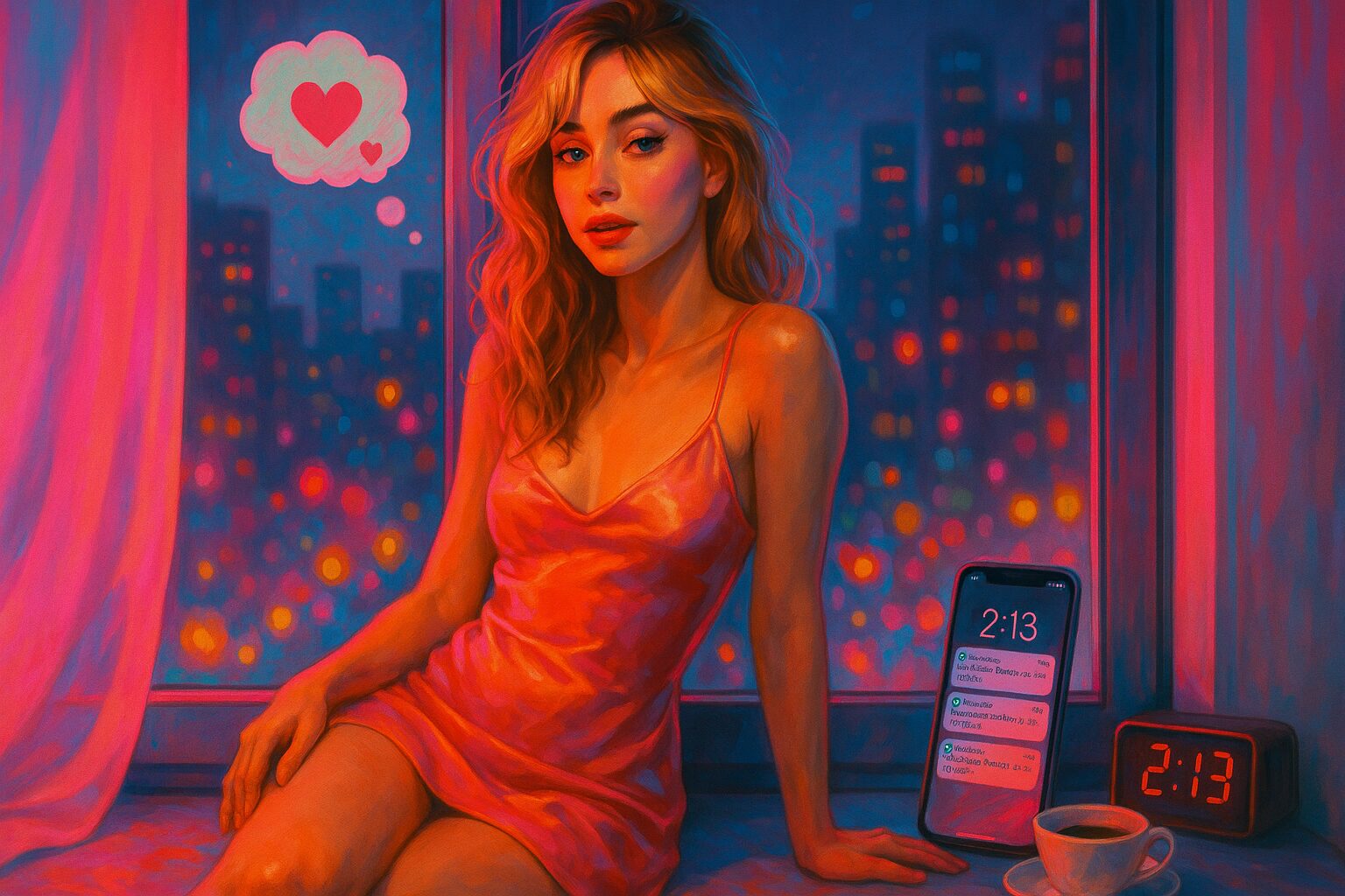 少しセクシーで自由な女性らしさの写実絵