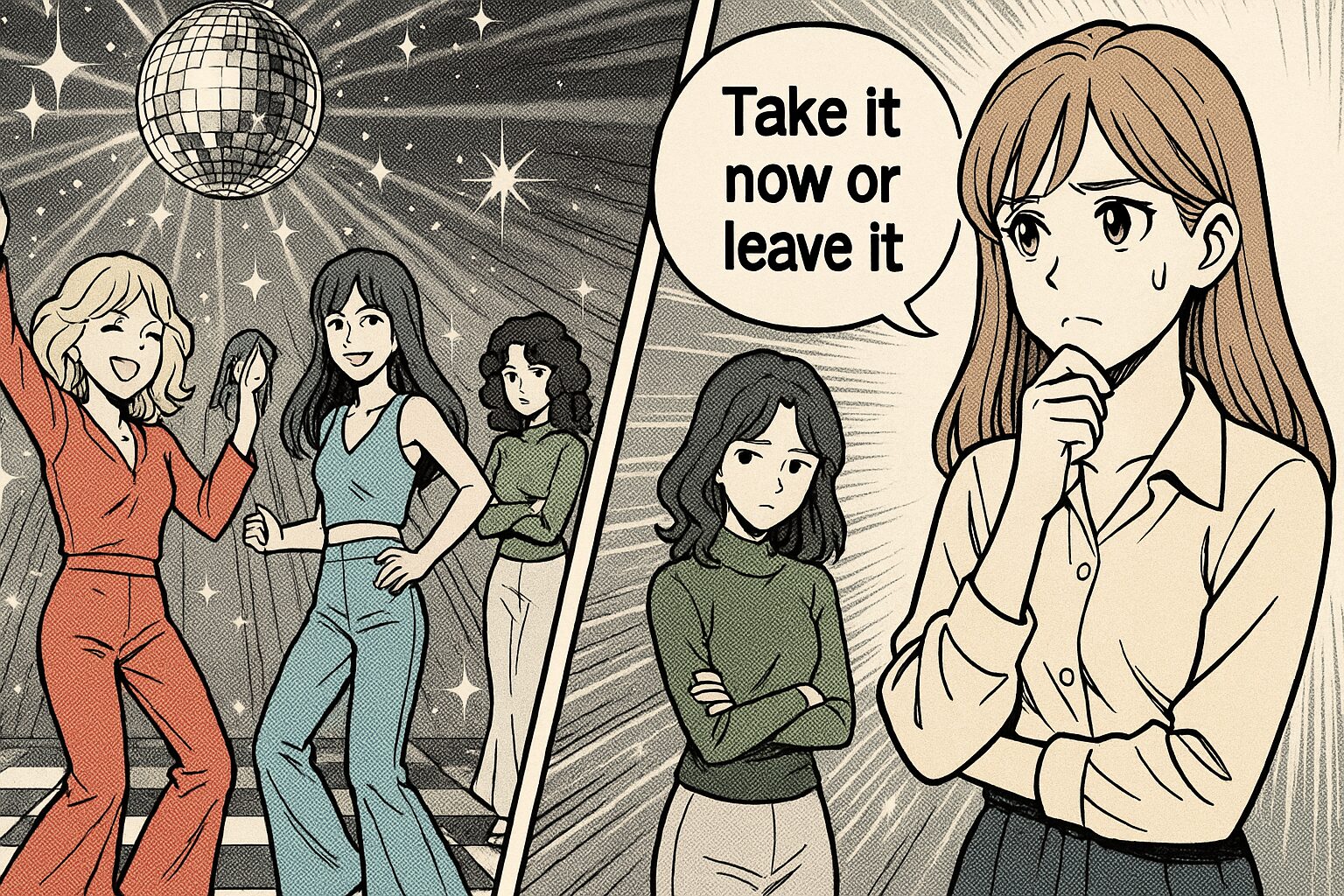 ィスコで踊りながら今この瞬間を楽しむか、それとも何もしないかというシーン